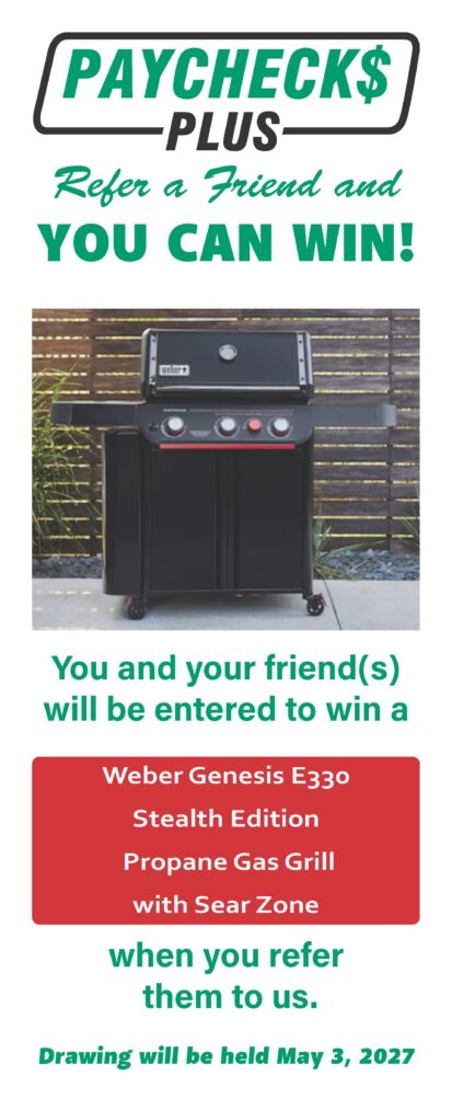 Paychecks Plus 2026 Grill Giveaway Paychecks Plus 2026 Grill Giveaway